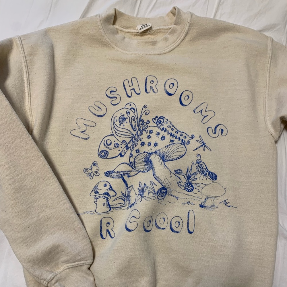 Urban Outfitters - Mushrooms Are Cool Shrunken Sweater